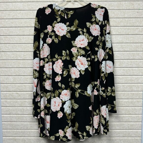 Show Me Your Mumu Black Floral Tunic Top Long Sleeve Stretch Women’s Small - Picture 3 of 9